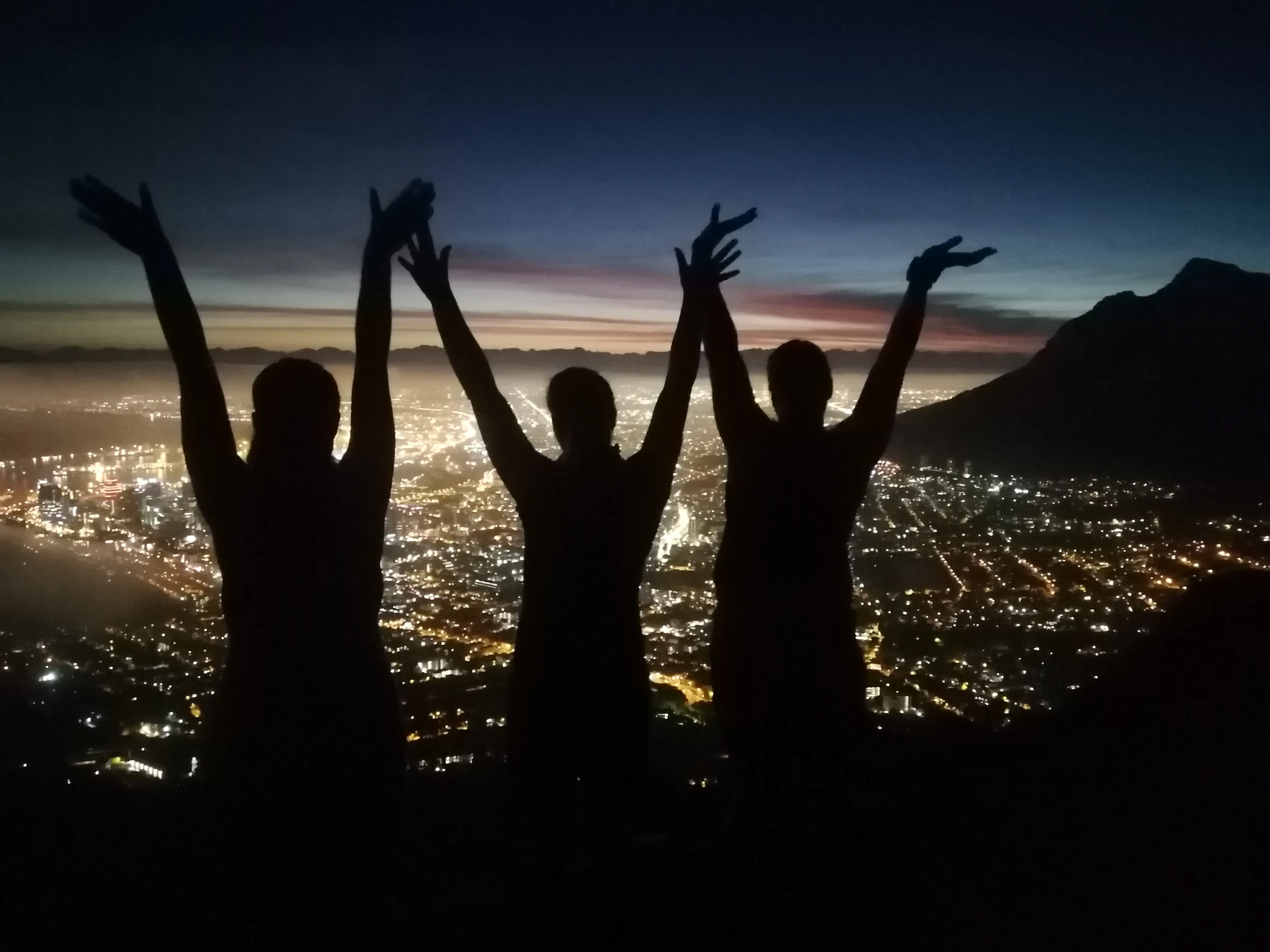 Community hikers gathering at viewpoint